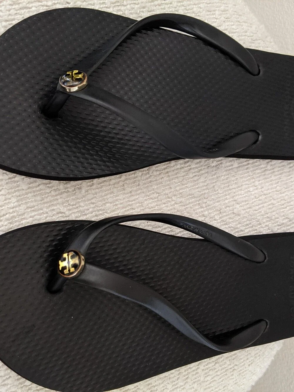 Tory Burch Black Women's Flip Flop Sandals with Gold Logo Accent Size 7.5
